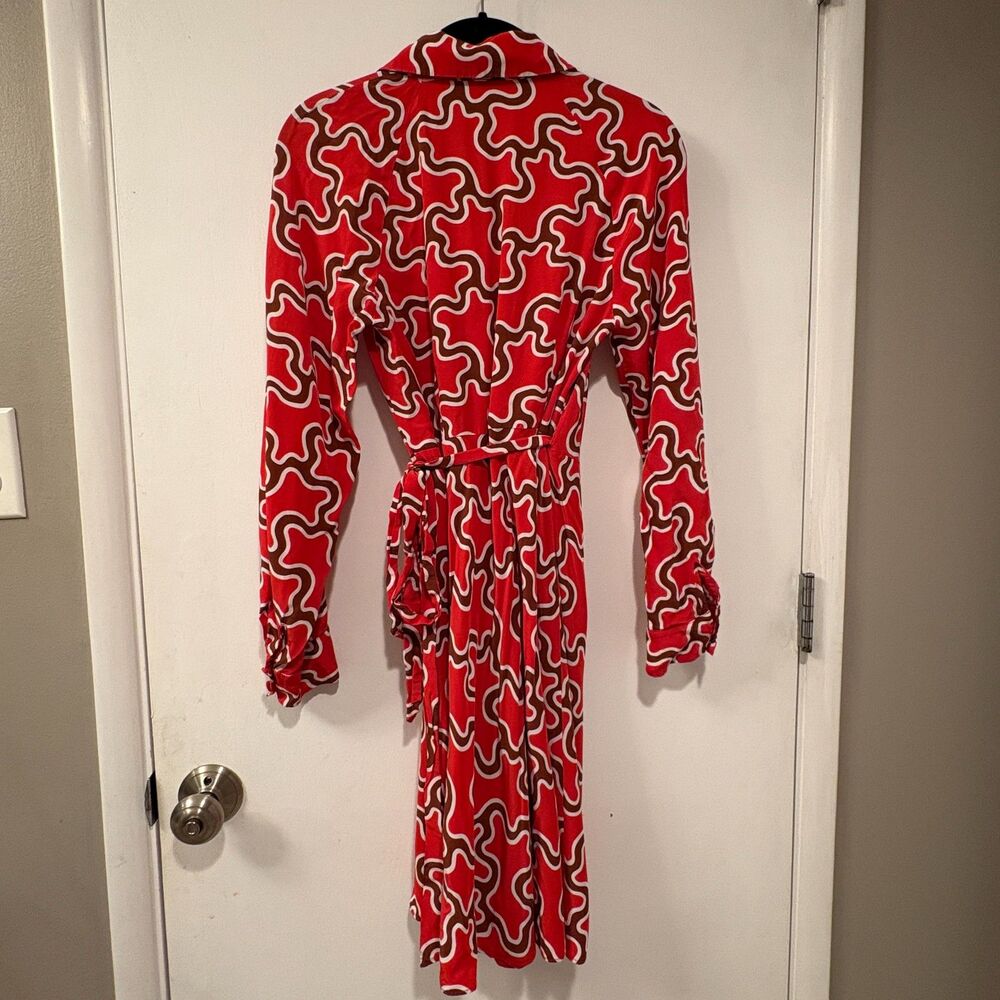 Diane Von Furstenberg Red and White Long Sleeve Dress - Picture 10 of 12
